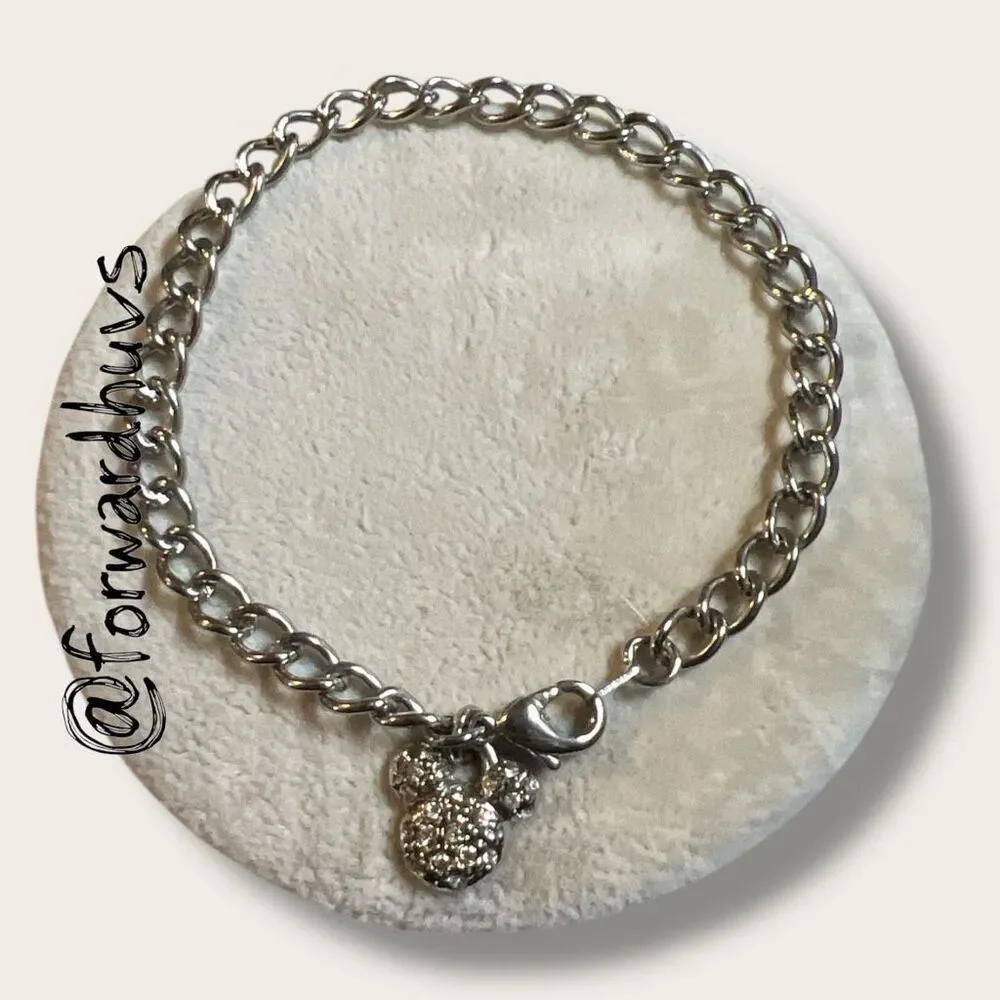 Disney Mickey Mouse Charm Bracelet – Silver Tone – 7”